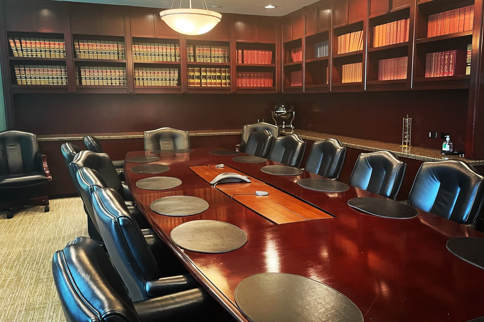 Conference room table at The Frey Law Firm in Tampa