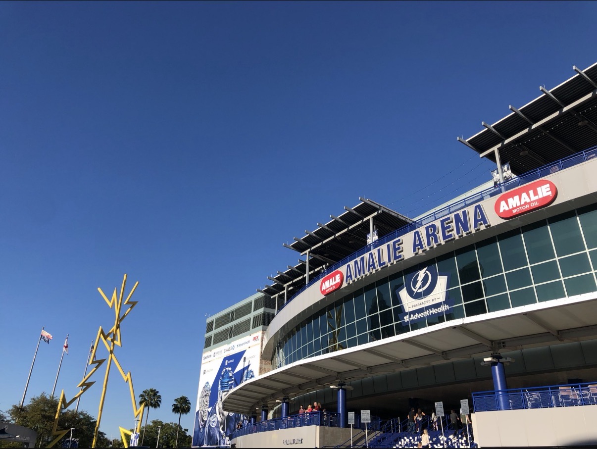 Entrance of the Tampa Bay Lightning arena, formerly Amalie Arena, in downtown Tampa