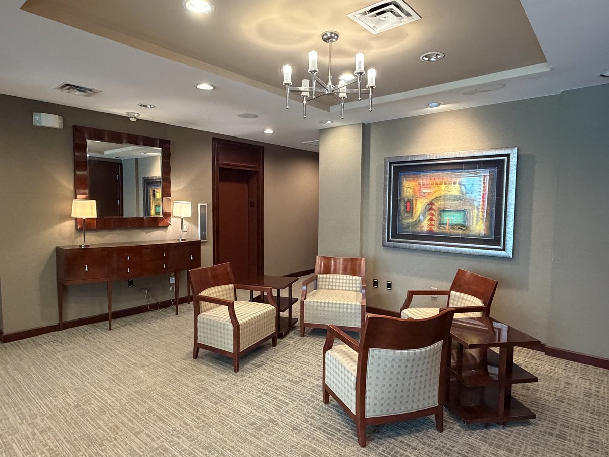 Quiet second-floor seating area at The Frey Law Firm in downtown Tampa, a private place to talk with Attorney Ron Frey.